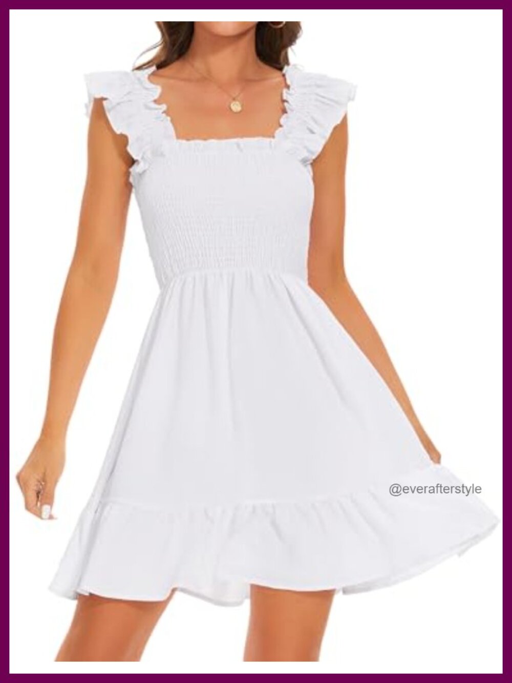 Women's Smocked Mini Dress Square Neck Tiered Ruffle Sleeveless Fit & Flare